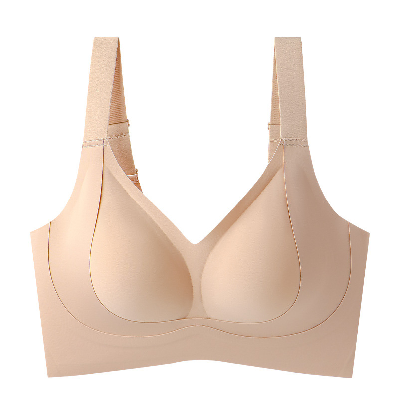 Doble elevación de soporte suave ropa interior de tamaño grande para mujeres sin marcas sin anillo de acero sujetador de pecho cerrado sujetador de caída