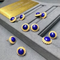 Серьги с жемчугом лазуритом S925, посеребренные 24-каратным настоящим золотом, тонко инкрустированные