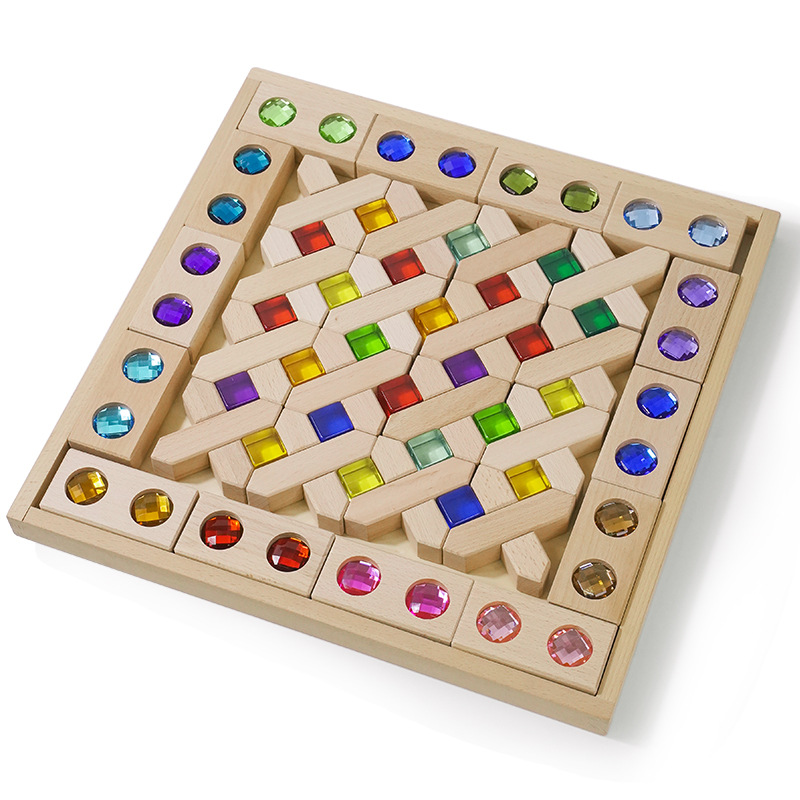 Bloques de construcción de GEMA de cristal acrílico bloque de arco iris Cubo de alta transmisión de Luz Juguetes Educativos sensoriales de jardín de infantes para niños