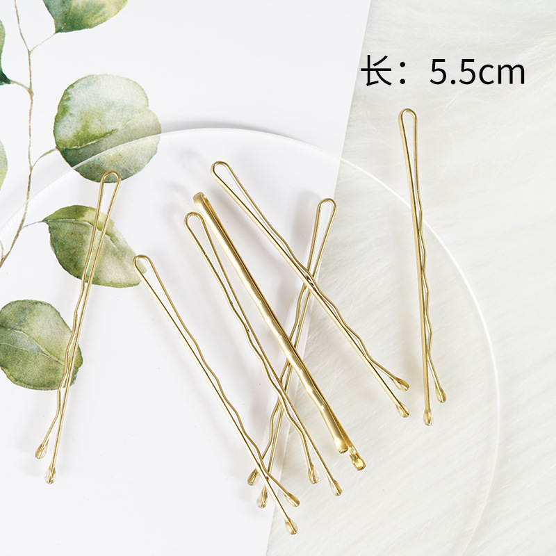 Golden One-Sided Clip Manufacturer Wholesale Wave Sided Clip Round Head Hair Pin with Added Brightness and Thickness One-Sided Hair Clip