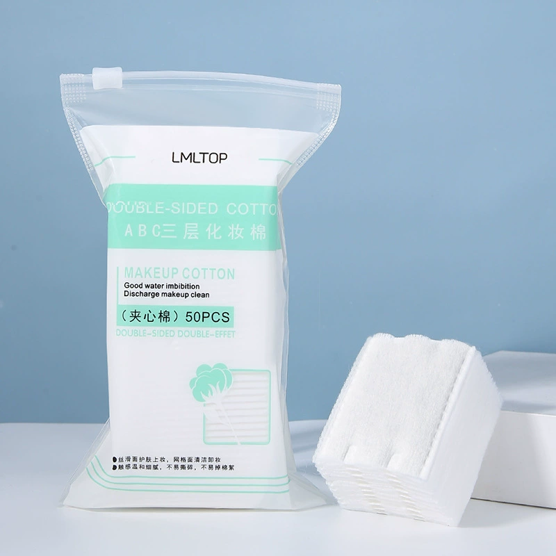 Cotton Pads (YOUSHA) — Non-woven Double-sided Makeup Wipes, Cloth Bag, 50 pcs