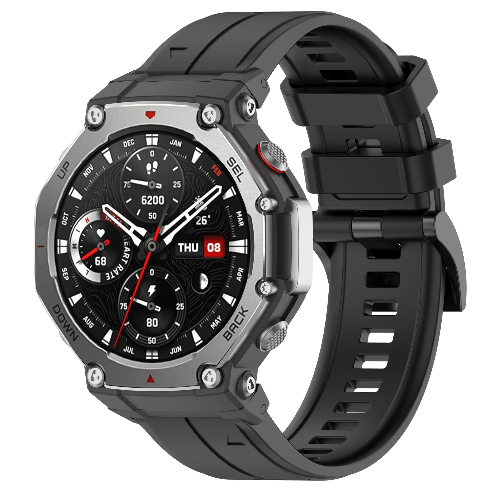 Силиконовый ремешок (Amazfit) T‑Rex3 Rex2, быстрая смена, обычная или утолщённая пряжка, много цветов