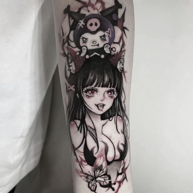 Herbal Kuromi Cute Girl Tattoo Sticker Waterproof Lasting Flower Arm Fruit Juice Dragon Girl Geisha Diablo Tying Arm Herbal Kuromi Cute Girl Tattoo Sticker Waterproof Lasting Flower Arm Fruit Juice Dragon Girl Geisha Diablo Tying Arm