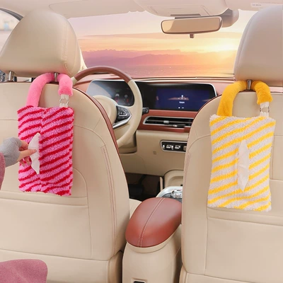 Car-Mounted Tissue Box, Cartoon Plush — Car tissue box/set