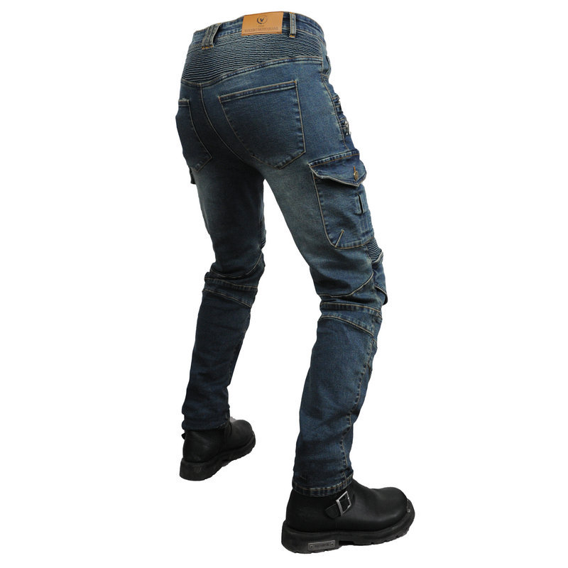 Motocicleta jeans hombres motocicleta multi-bolsa ropa de trabajo pantalones de montar retro stretch off-road pantalones anti-caída equipo de protección de segunda generación