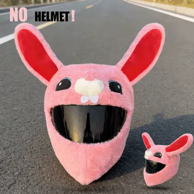 Santa Claus Cartoon Plush Dəbilqə (Kaska) aksesuarları - pink-bunny