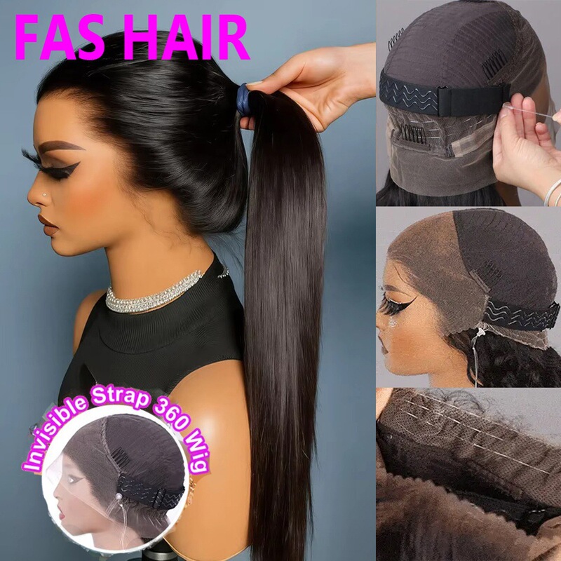 Real Human Hair Fish Line Wig 360 Wig Invisible Drawstring Cross-Border Wig