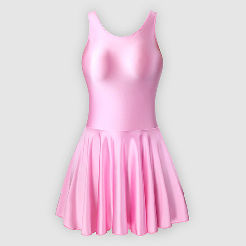 One-piece tight exercise skirt, sports yoga ballet dance skirt, tank top body skirt, silky glossy gymnastics skirt