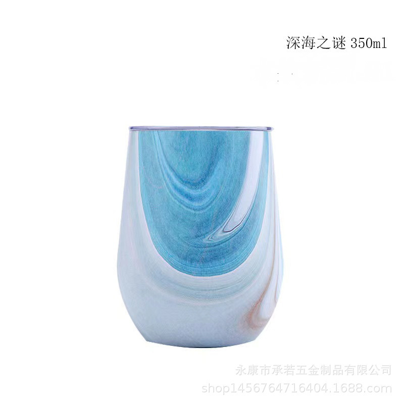 Suministro directo de fábrica 12oz304 taza de huevo de acero inoxidable aislamiento al vacío de doble capa taza de preservación en frío copa de vino tinto en forma de U