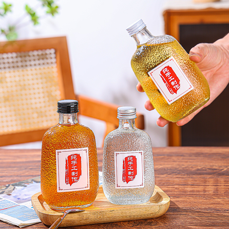 果酒瓶冰川纹玻璃瓶自酿葡萄酒分装瓶批发青梅酒瓶小酒瓶空瓶