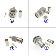 RF同轴连接器BNC公BNC母馈线接头直弯式压接RG58 RG142 LMR195线