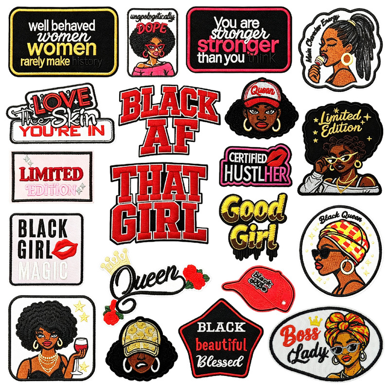 Black Girl Magic Iron-On Embroidered Patch, African Queen Embroidered Patch, Inspirational Women DIY Patch for Europe and America Black Girl Magic Iron-On Embroidered Patch, African Queen Embroidered Patch, Inspirational Women DIY Patch for Europe and America