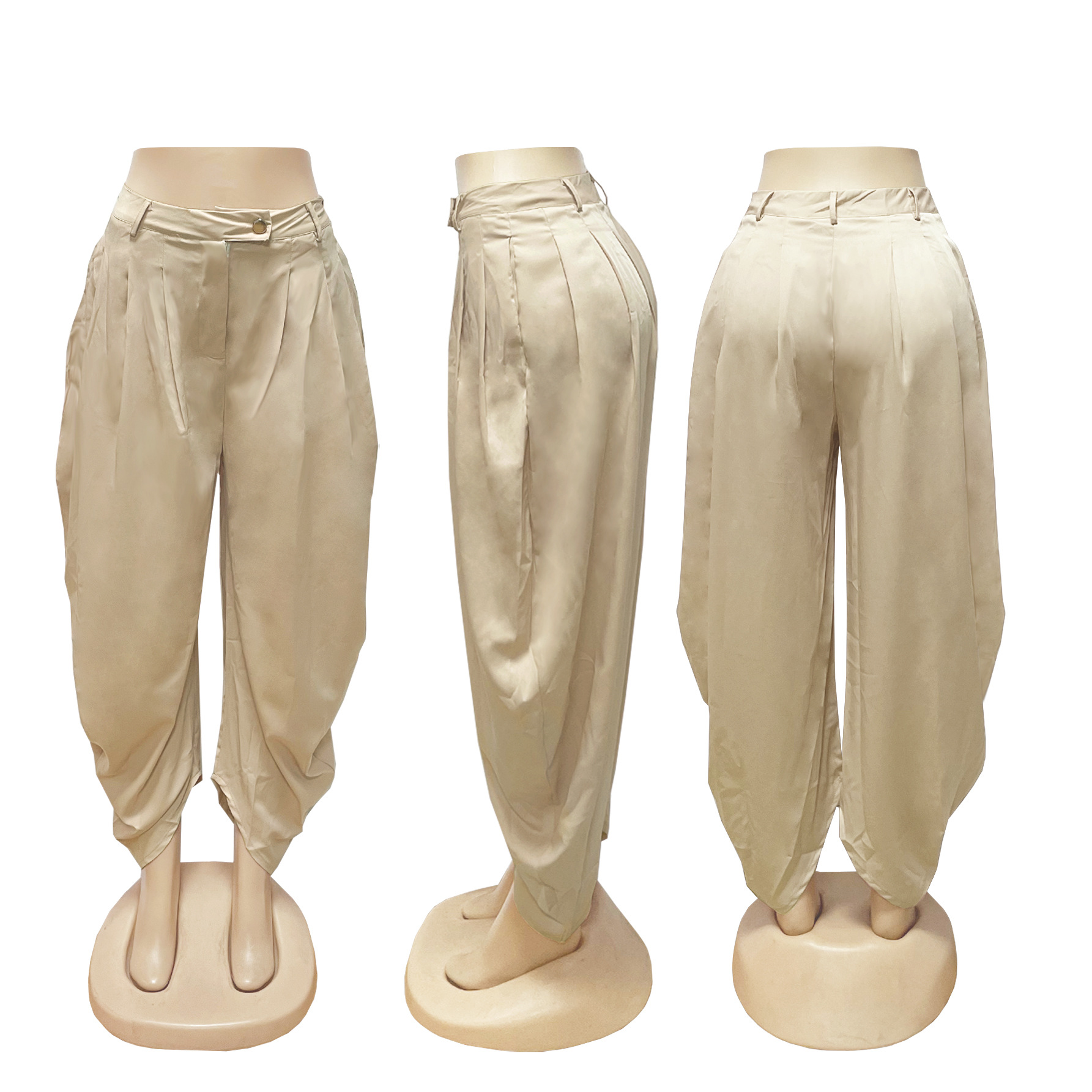 Damen Freizeithose In Unifarben Mit Blumendetail Urbaner Stil_voghion.com