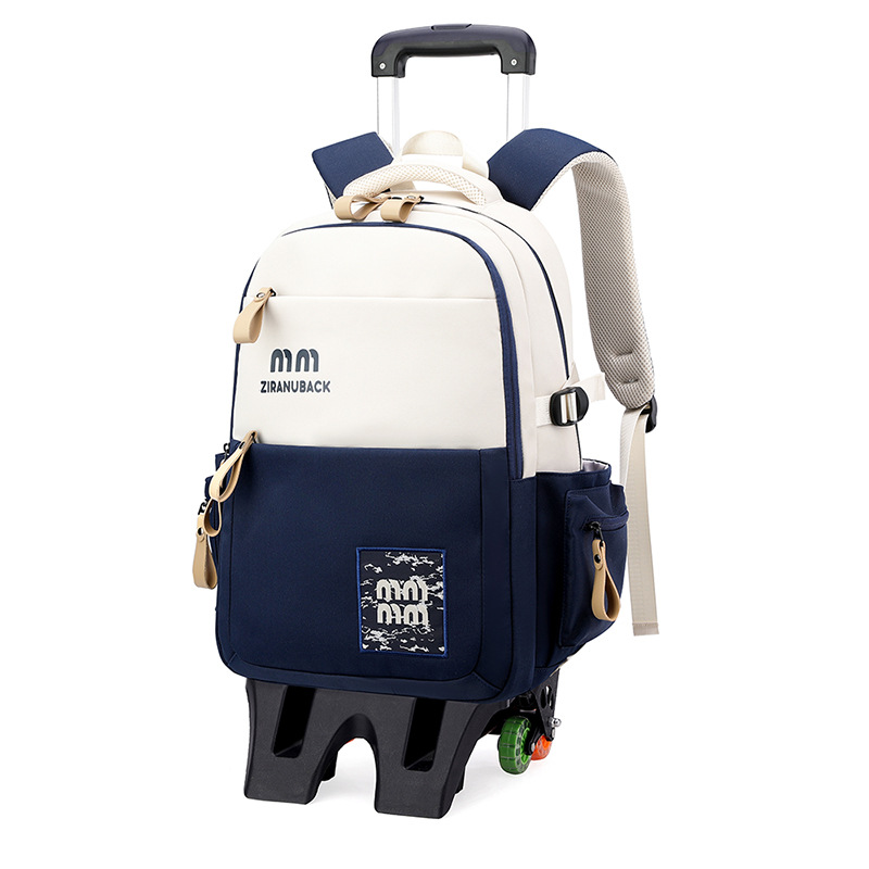 Mochila de pescado natural para niños, mochila de doble propósito para estudiantes de primaria, mochila con ruedas para estudiantes de secundaria 3 - 6