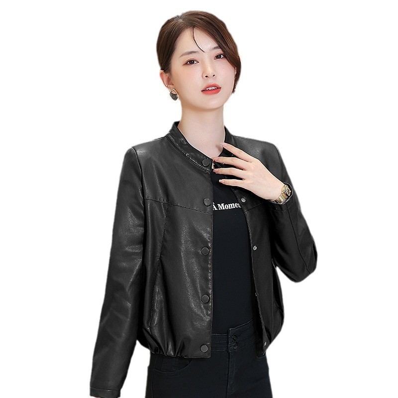 宽松显瘦皮衣女夹克短款外套2025春秋新款韩版小个子休闲PU机车服|undefined
