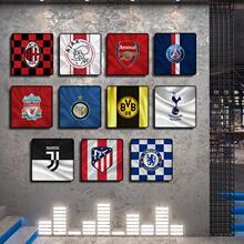 足球队徽装饰画世界杯俱乐部主题背景墙面海报挂画体彩店酒吧布置