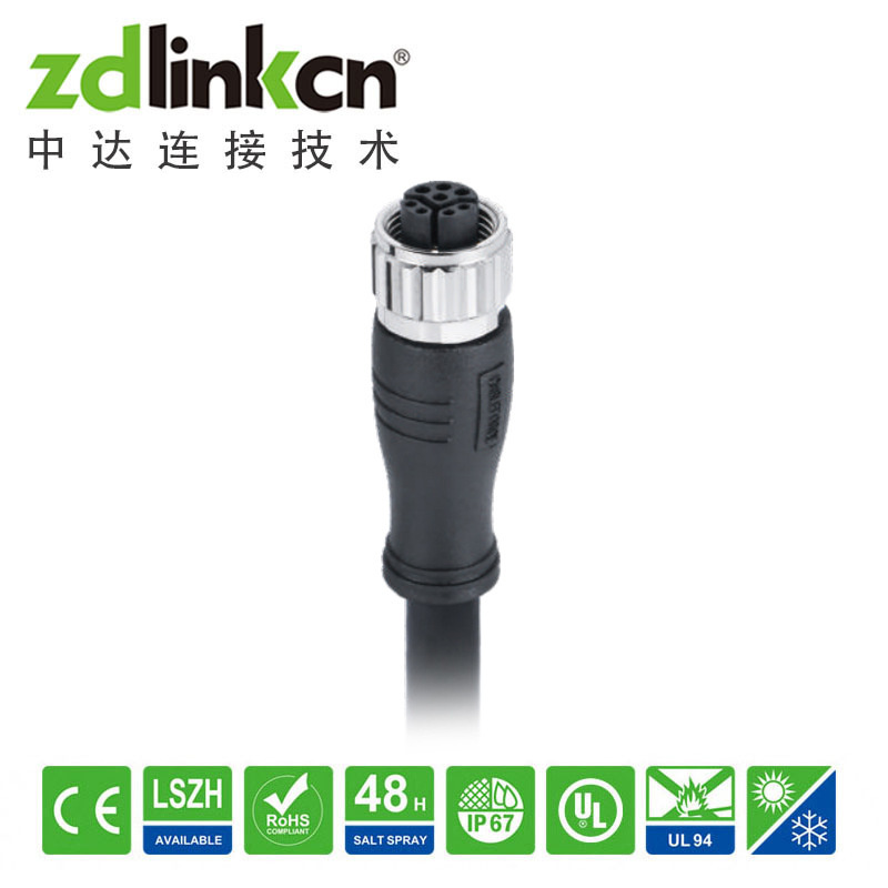 M12 Female Y-Type End-Of-Line Loose-End Pre-Cast Shielded Cable Ip68 Waterproof Industrial Ethernet Connector