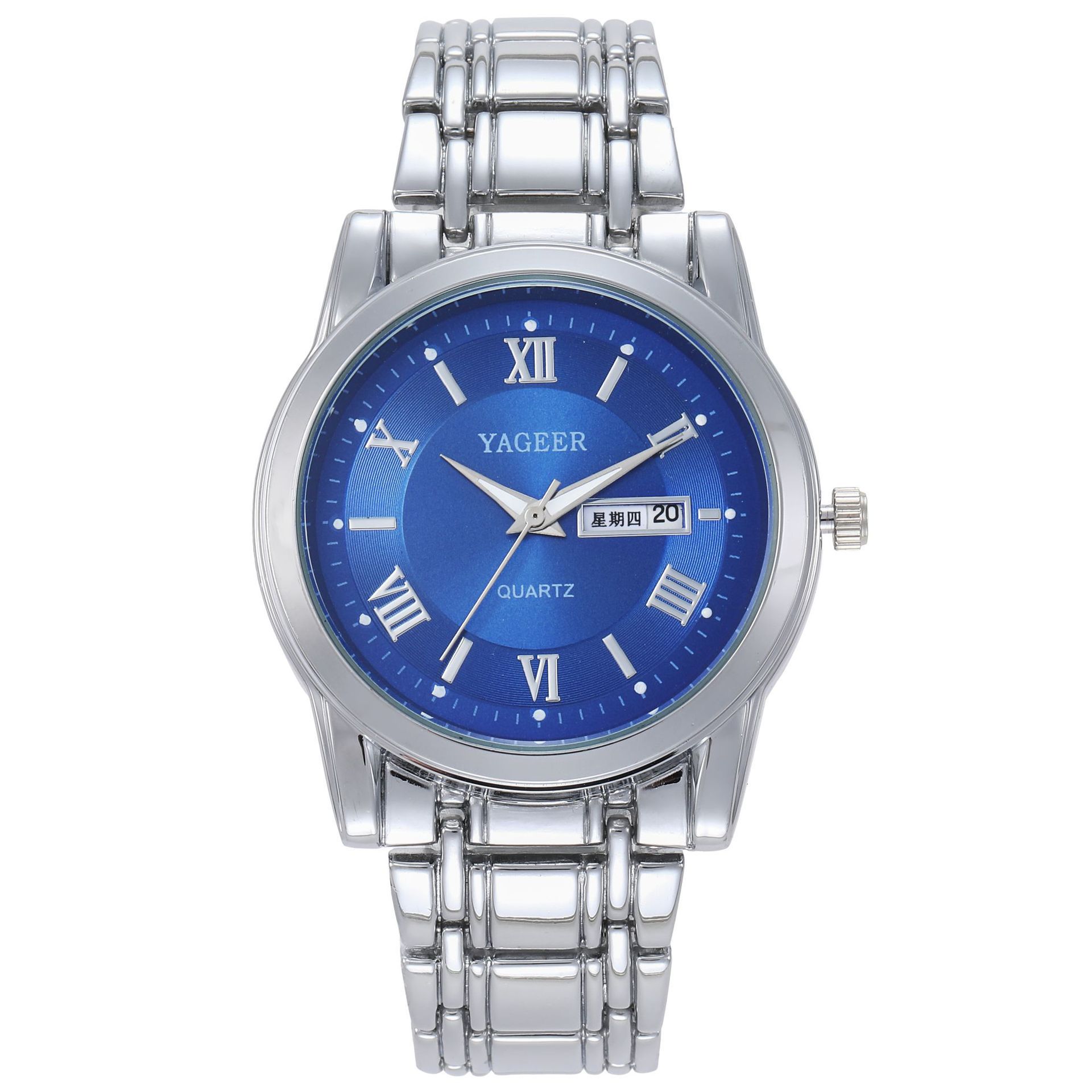 New Men's Watch steel belt waterproof casual double calendar retro men's watch luminous business quartz watch_voghion.com