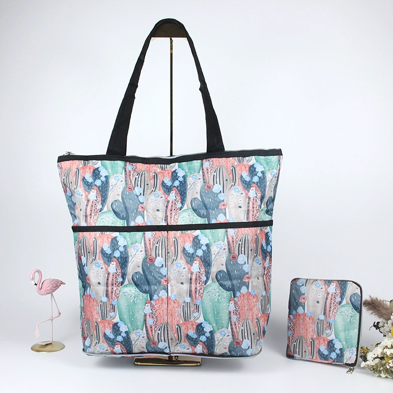 М compressed cartoon folding handheld shopping bag, вместительная льняная сумка, ткань оксфорд, корейский стиль