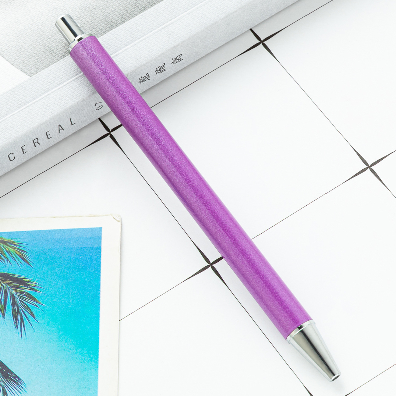 Bolígrafo de prensa de nuevo estilo, brillo creativo, regalo publicitario de metal, bolígrafo, logotipo imprimible, bolígrafo de prensa al por mayor