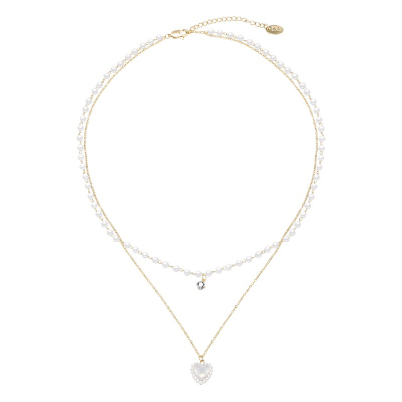 INS estilo collar de perlas de las mujeres del todo fósforo diseño de nicho de alto grado de luz de lujo Cadena de clavícula amor colgante de joyería al por mayor
