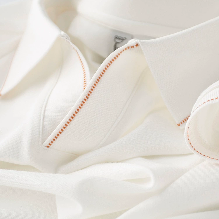 Полный дизайнерского вкуса ~ Маленькая белая рубашка-поло из ледяного шелка с v-образным вырезом, мужская футболка с короткими рукавами и тонкими лацканами, мужская летняя тонкая футболка