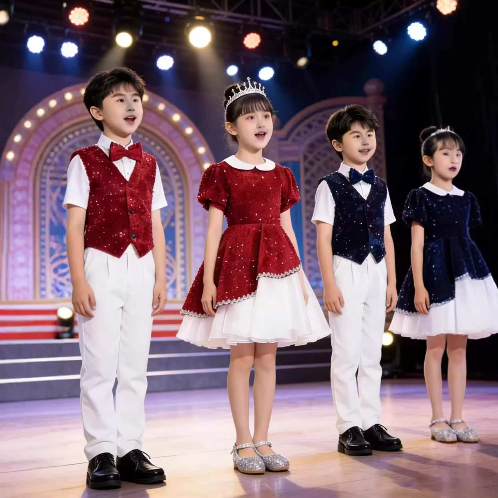 六一儿童合唱服小学生诗歌朗诵演表演服男女童舞蹈蓬蓬裙演出服装