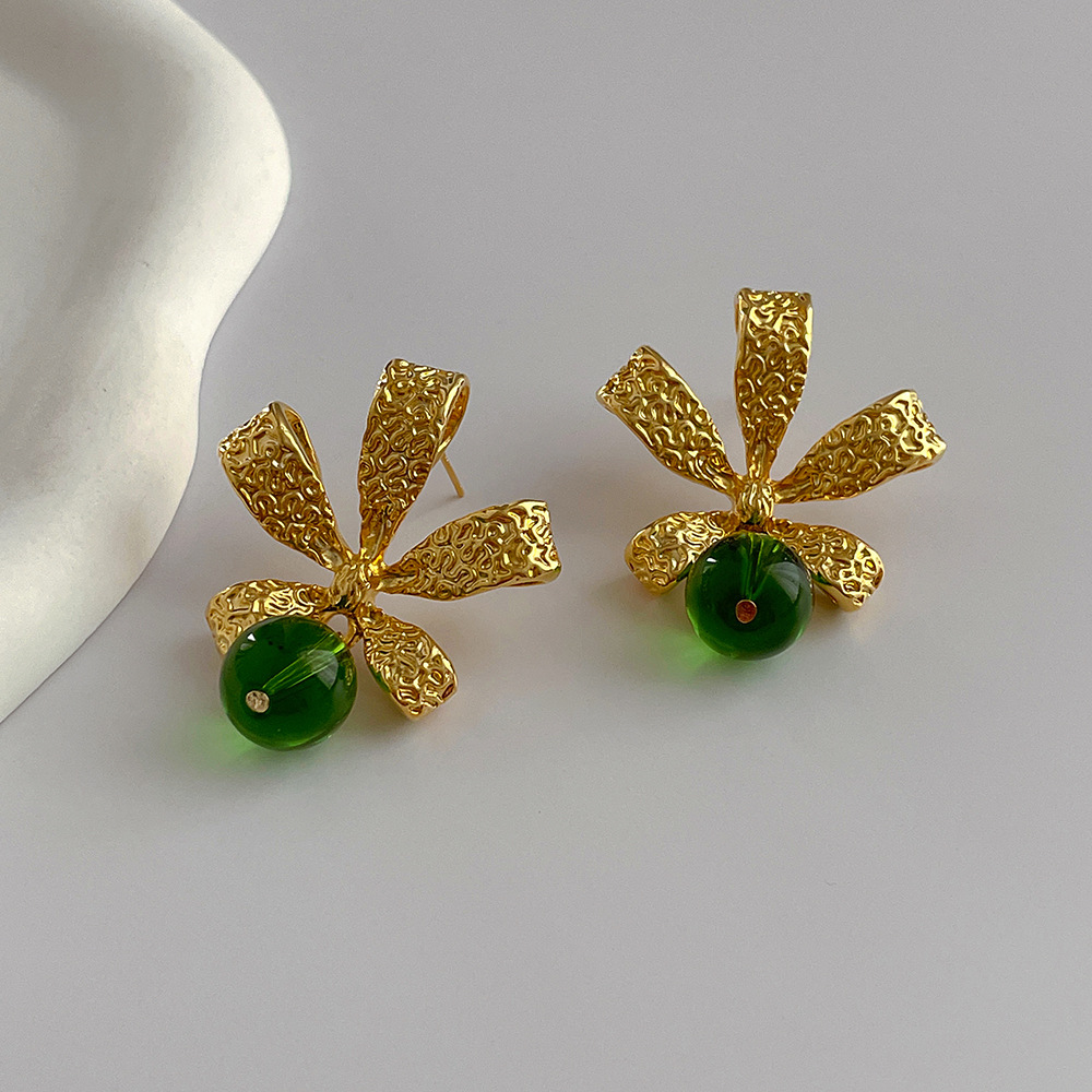 Retro Flower Copper Plating Drop Earrings 1 Pair