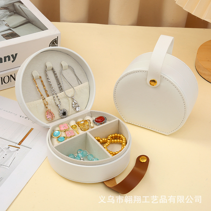 Halbrundes Schmuckkästchen Premium Mini Schmuckkassette tragbare Reise Ringe Ohrringe Prinzessin Schmucktasche