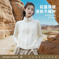 双面德绒新款女秋冬季轻量保暖卫衣户外运动可外穿立领款抓绒上衣