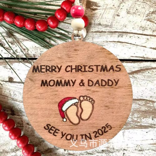 Colgante de árbol de Navidad Merry Mommy y Daddy explosivo transfronterizo para futuros padres