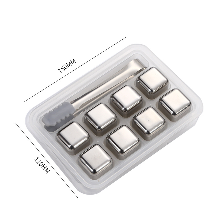 304 cubo de hielo de acero inoxidable whisky partículas de hielo de metal cubo de hielo congelado rápido vino creativo conjunto de piedra de vino de hielo se puede personalizar LOGO