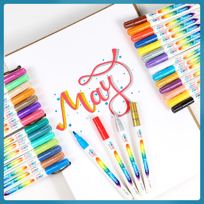 Juego completo de 120 colores marcador acrílico 2,0 cabeza redonda apilable impermeable inodoro arte cepillo Multi-propósito marcador