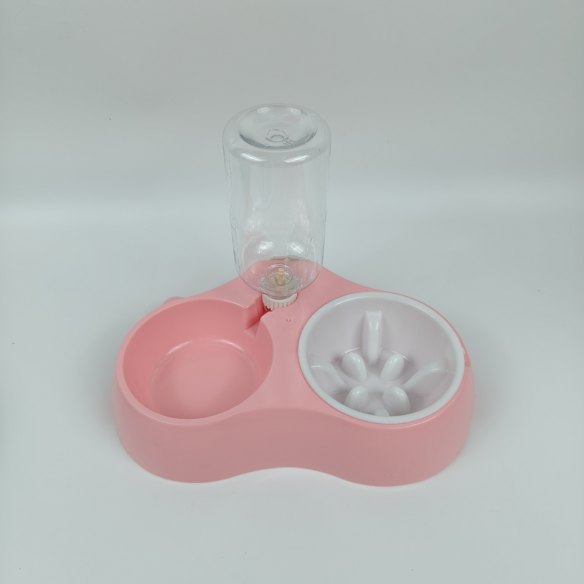 Tazón de agua para gatos y perros, tazón para gatos y perros, tazón automático de agua potable de acero inoxidable, doble tazón integrado, alimentador de perros y gatos a prueba de volcar