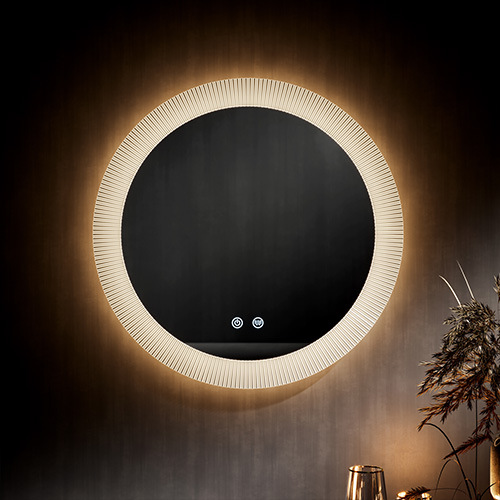 Round Smart Mirror Bathroom Acrylic Mirror with Light Led Touch Screen Sensor Anti-Fog Makeup Glass