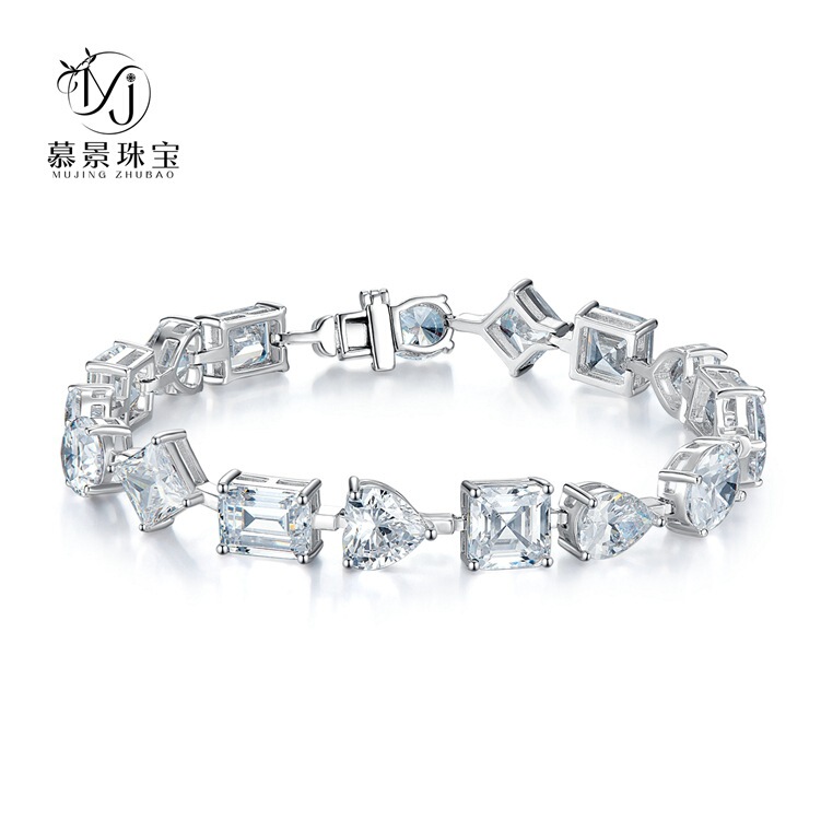 Mujing Jewelry 2023 New S925 Sterling Silver Bracelet Full of Diamonds Special-Shaped Bracelet Fashionable and Generous Ins Mingyuan Style Mujing Jewelry 2023 New S925 Sterling Silver Bracelet Full of Diamonds Special-Shaped Bracelet Fashionable and Generous Ins Mingyuan Style