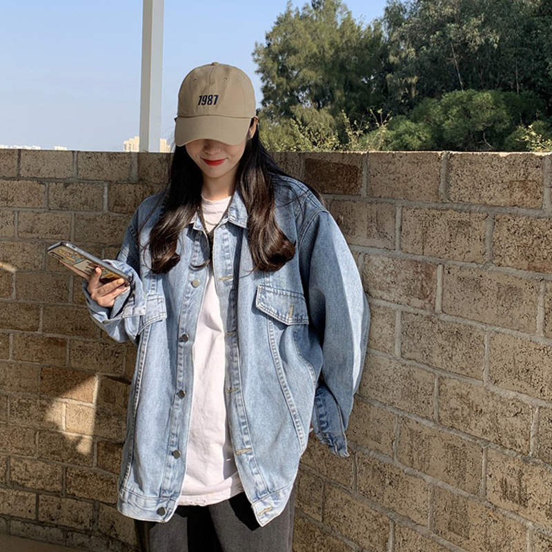 Harajuku Bf Style Loose Versatile Jacket Top Spring And Autumn Korean Style Retro Casual Denim Jacket For Women