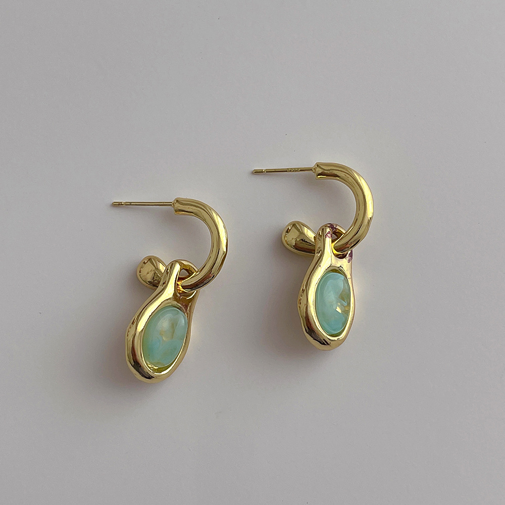 Fashion Oval Copper Plating Inlay Acrylic Drop Earrings 1 Pair