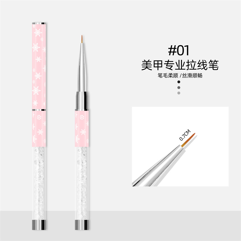 Cross-border nuevo copo de nieve varilla de dibujo de uñas pluma varilla de metal con diamante gancho pluma de dibujo pluma de alta gama de Arte de uñas pluma