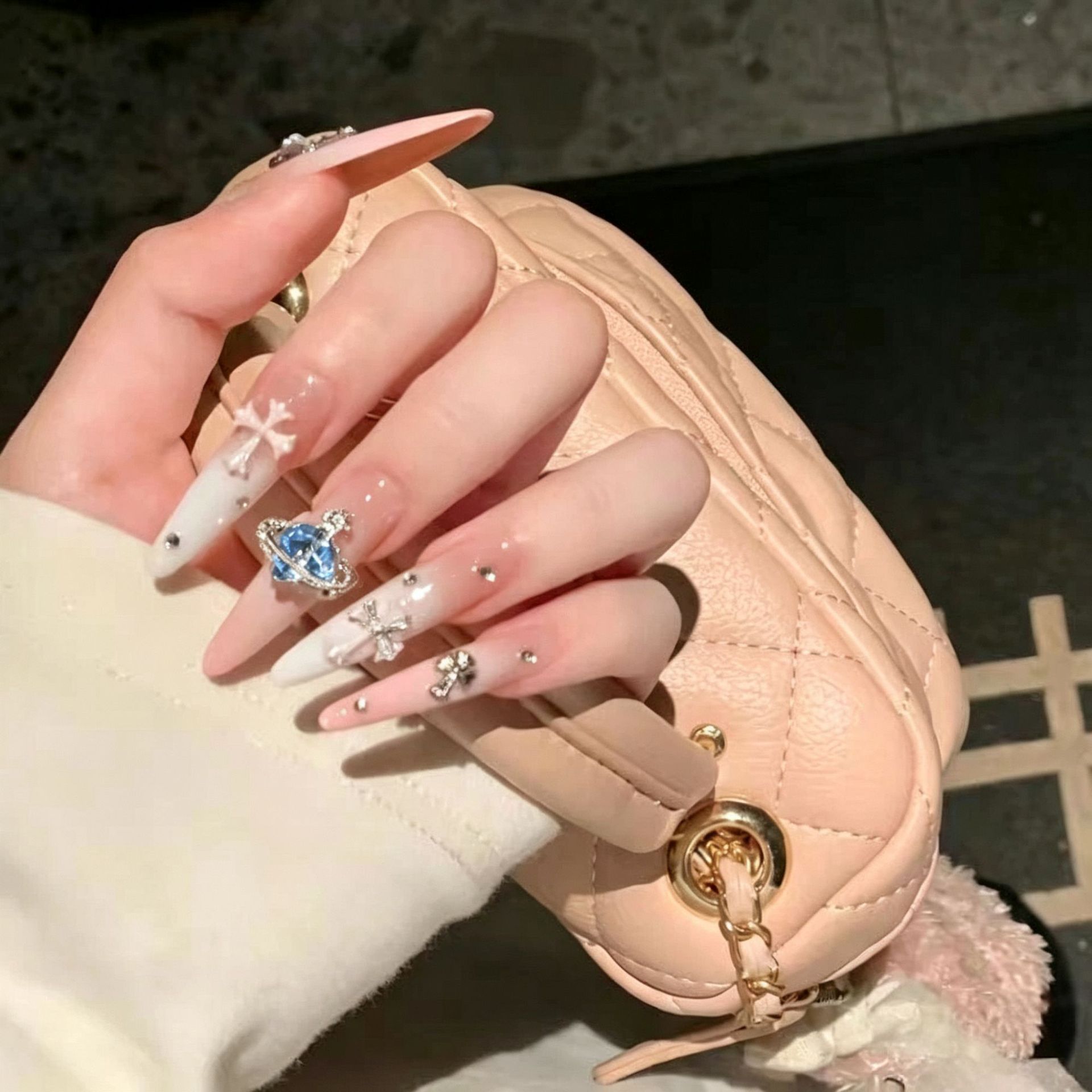 10 piezas de armadura de vestir de ojo de gato, armadura hecha a mano prefabricada, parche de uñas de estilo nacional, uñas terminadas, estilo extraíble image 132
