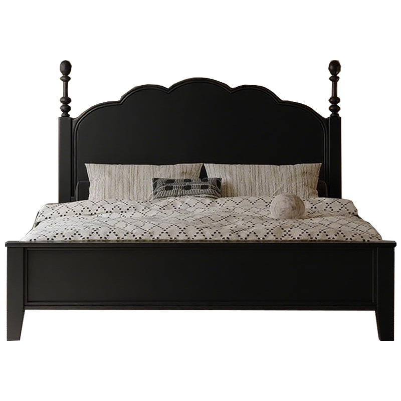Cama de madera maciza francesa cama de lujo ligera 1m5 retro americana cama doble de gama alta 1m8 cama de estilo medieval