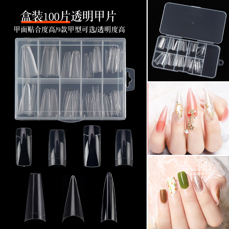 Manicure Nails 100 Pieces Boxed Highly Transparent French Half Stick Full Nail Nails Wearable Nails Transparent Nails Manicure Nails 100 Pieces Boxed Highly Transparent French Half Stick Full Nail Nails Wearable Nails Transparent Nails
