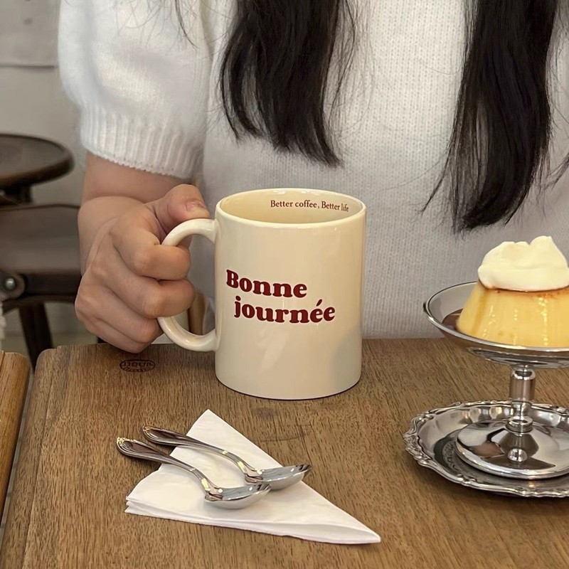 カップルフランス語陶磁器コップins風高顔値-マグカップ耐熱親友カップ牛乳カップコーヒーカップ|undefined