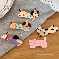 新しい漫画の子犬と猫のアクリルヘアピンインガールハートかわいい前髪サイドヘアピン多用途帽子