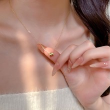 S925纯银项链18K小蛮链条轻奢玛瑙吊坠百搭网红小红书冷淡风