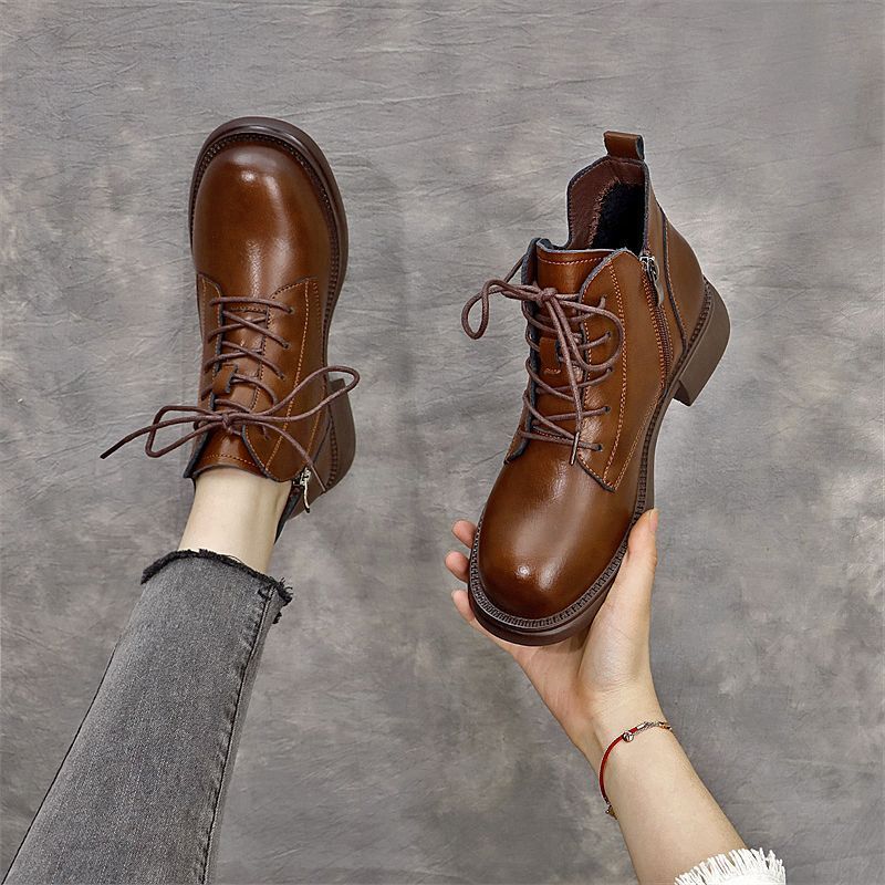 Showy Feet Martin Women's British Style 2024 New Spring and Autumn Single with Plush Thin Short Boots Large 41_voghion.com