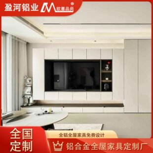 满墙铝合金电视柜定制现代简约客厅背景墙整体收纳组合墙柜储物柜-阿里巴巴