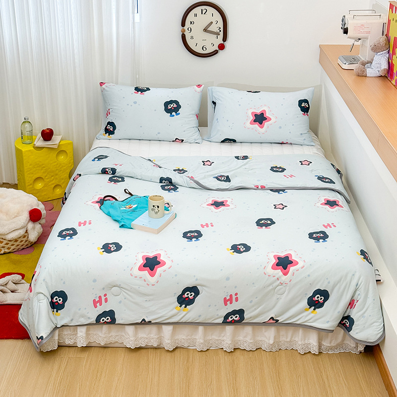 Colcha fresca de verano para niños de clase A, dormitorio de estudiantes, lavadora de aire acondicionado, colcha delgada de verano, núcleo cuatro
