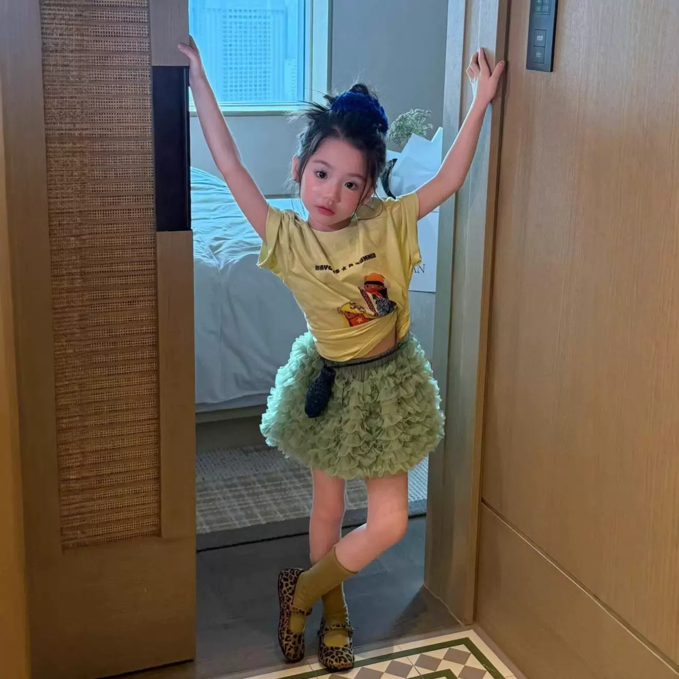 湖州织里韩国童装26夏女童套装卡通短袖t恤女宝洋气时髦蓬蓬纱裙