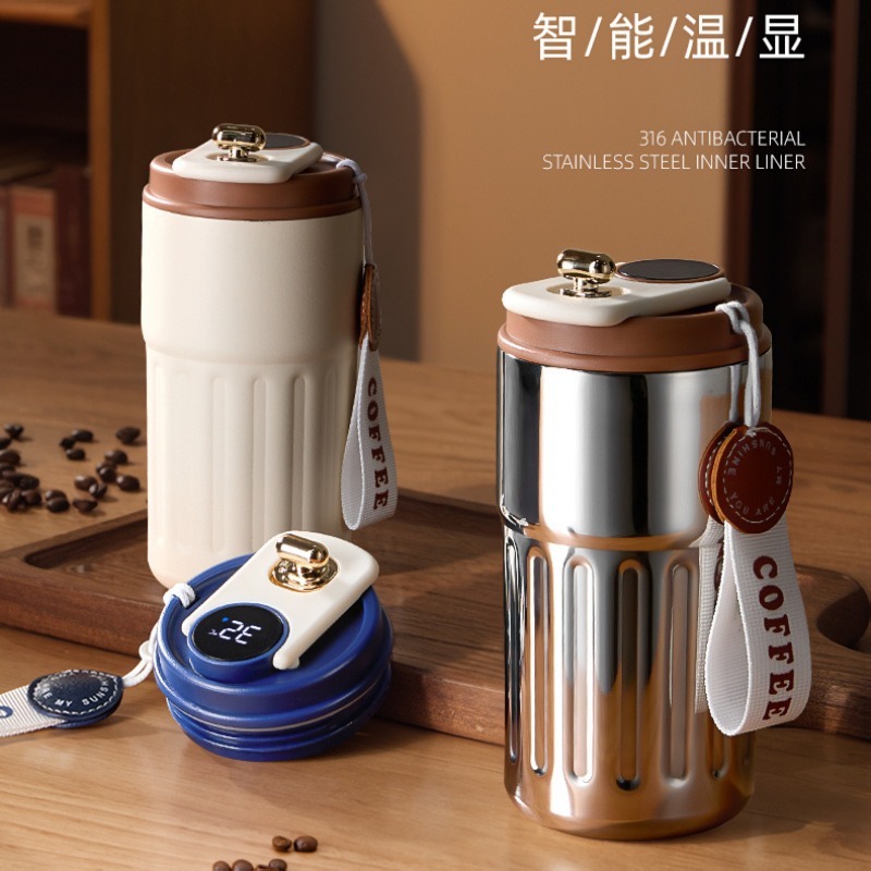 高品質コーヒーカップ 316 ステンレス鋼ギフト魔法瓶カップスマート温度表示ポータブルお土産カップ|undefined